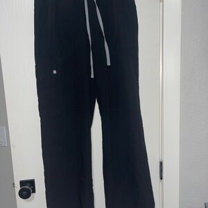 Figs Women’s Black Scrubs with Gray Drawstring